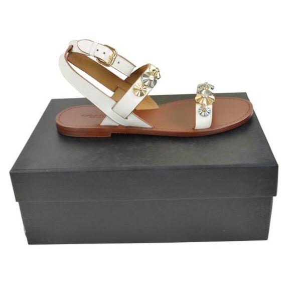 Coach Chalk Elenor Studded Floral Leather Sandal - Picture 1 of 5
